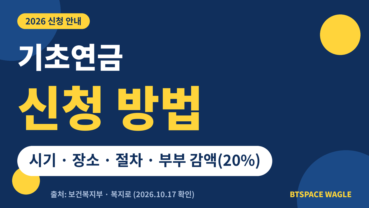 기초연금 신청 방법 2026 - 신청 시기, 장소, 절차와 부부 감액 20% 계산